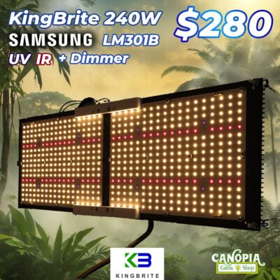 Canopiagrowshop.com | QUITO ECUADOR | Luz LED de cultivo | KingBrite 240Watt con led Samsung LM301B, UV IR. Alimentación Meanwell