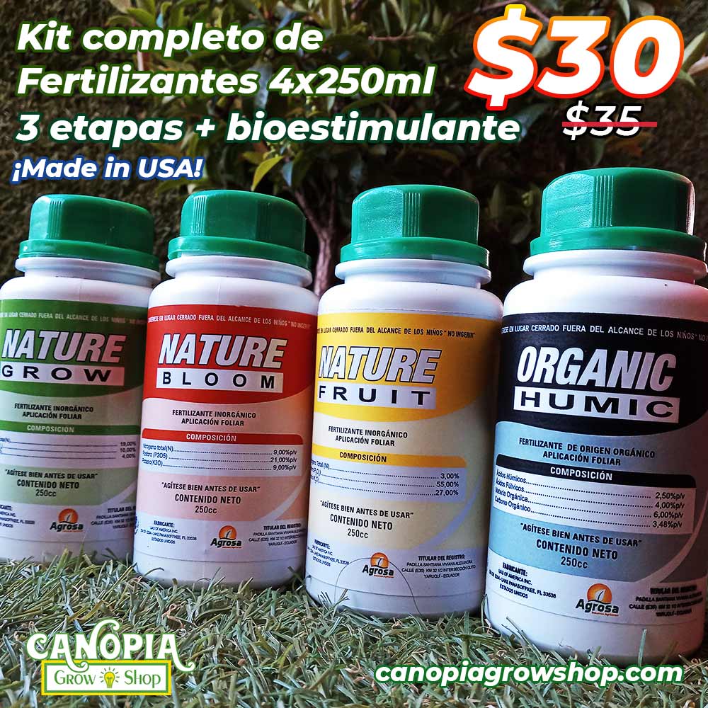 Canopia Growshop Kit completo de fertilización orgánico mineral con Bioestimulante