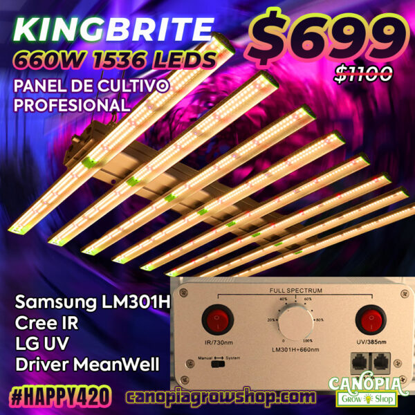 Canopiagrowshop.com | QUITO ECUADOR | Iluminación LED para CBD | Copacabana Sun 660 Watt PROFESIONAL - samsung - LG - CREE XP E - PROMO 2025