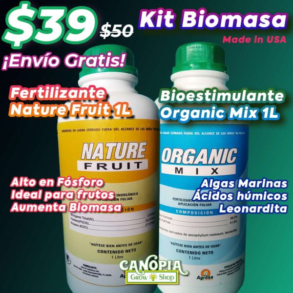 Canopia Growshop Quito Ecuador | Fertilizante Nature Fruit alto en fósforo y Bioestimulante Organic Mix con algas Marinas y Leonardita 