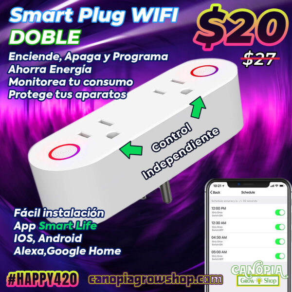 Canopia Growshop Quito | Enchufe inteligente WIFI Doble