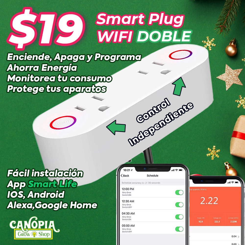 Canopia Growshop Quito | Enchufe inteligente WIFI Doble | Navidad 2022