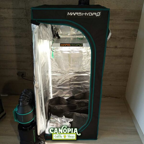 CanopiaGrowshop.com | Quito | Kit de Cultivo MarsHydro TS600 60x60x140cm full equipado con extractor de olores y filtro - abierto | Promo 420 abril mayo 2023