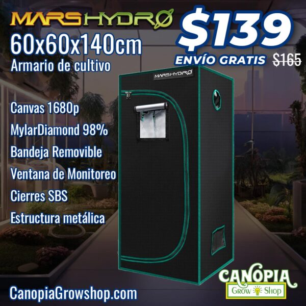 Canopiagrowshop.com | Quito - Ecuador | Armario de cultivo indoor Mars Hydro 60x60x140cm | Promo Septiembre 2024