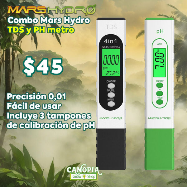 Canopia Growshop Quito - Ecuador | Combo MarsHydro PH metro y TDS para Hidropónicos