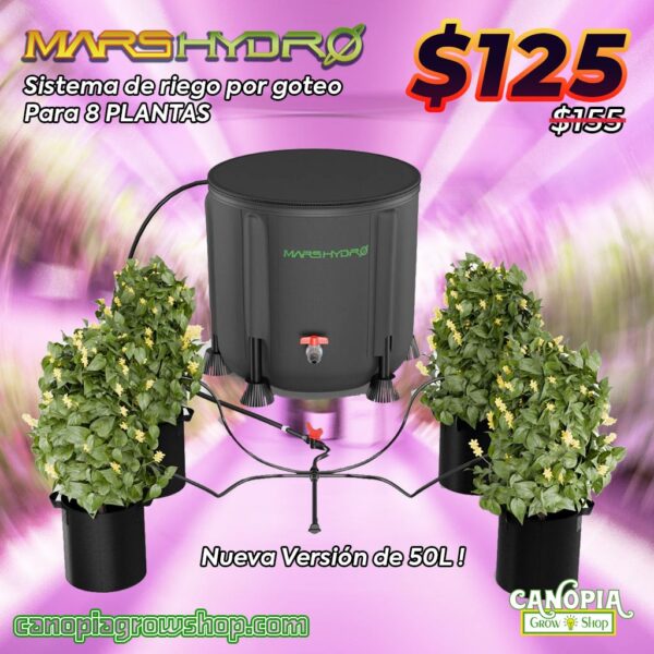 CanopiaGrowshop.com | Quito | Disponible en todo el Ecuador | Sistema de riego por goteo Mars Hydro para 8 plantas - 50L