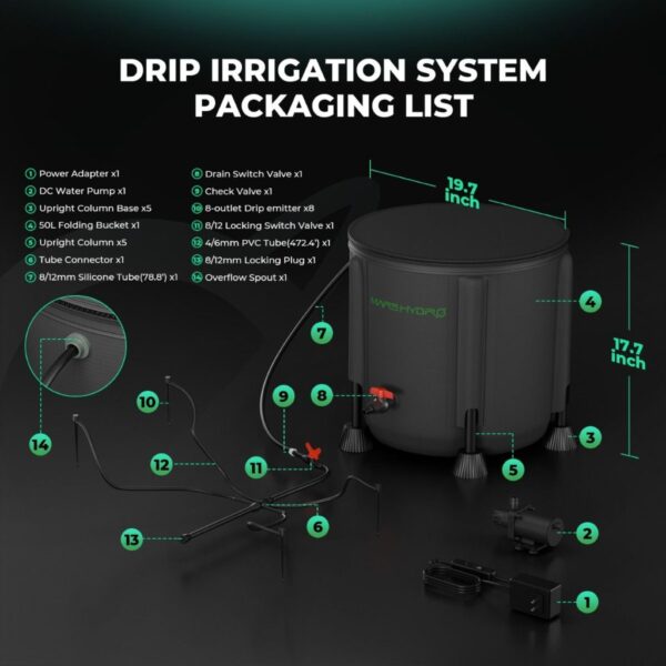 CanopiaGrowshop.com | Quito | Disponible en todo el Ecuador | Sistema de riego por goteo Mars Hydro para 8 plantas - Detalles del producto