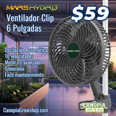 Canopiagrowshop.com | Quito - Ecuador | Ventilador Clip Mars Hydro oscilante 6 pulgadas para indoor | con 10 velocidades