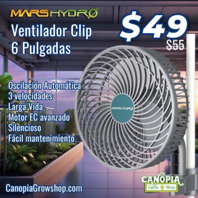 Canopiagrowshop.com | Quito - Ecuador | Ventilador Clip Mars Hydro oscilante 6 pulgadas para indoor|