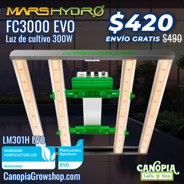 Canopia Growshop | Mars Hydro FC3000 EVO | Luz led de cultivo 300W - Quito - Ecuador