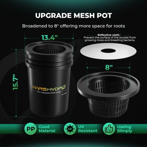 Canopia Growshop Quito - Ecuador | sistema hidropónico DWC Mars Hydro de 5 galones con 2 cubetas - Materiales y diseño mejorado