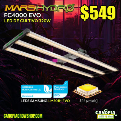 Canopia Growshop | Iluminación para Indoor | Mars Hydro FC4000 EVO | Luz led de cultivo 320W - SAMSUNG LM301H - Quito - Ecuador